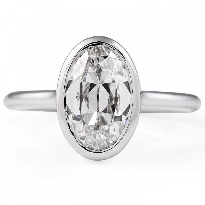 2.26 carat Antique Oval Lab Diamond Bezel Ring