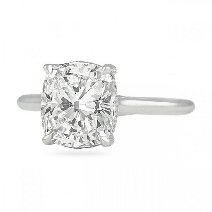 3.60 carat Cushion Cut Diamond Solitaire Engagement Ring