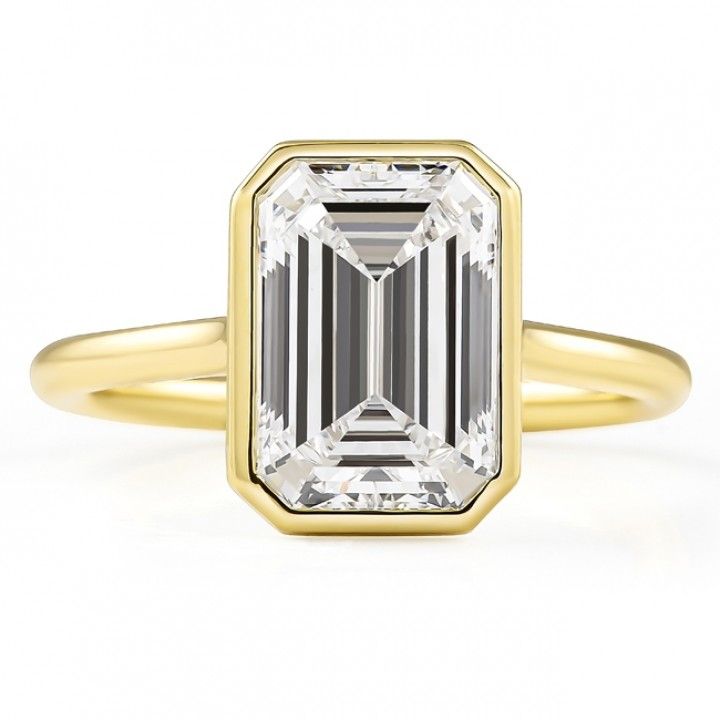 2.78 carat Emerald Cut Lab Diamond Bezel Set Ring