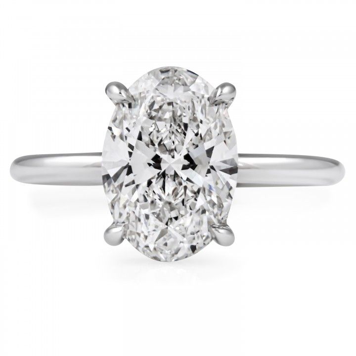 2.56 carat Oval Lab Diamond Pave Basket Solitaire Ring