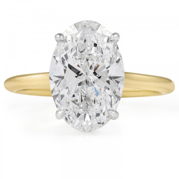 3.27 carat Oval Lab Diamond Solitaire Cathedral Ring