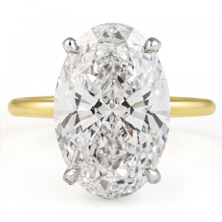 7.16 Carat Oval Shape Lab Diamond Solitaire Two-Tone Ring