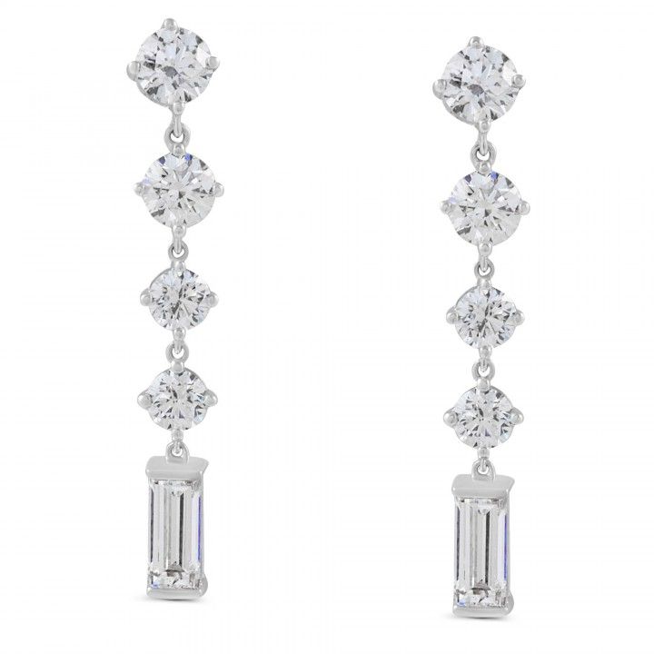 Round and Baguette Lab Diamond Drop Earrings