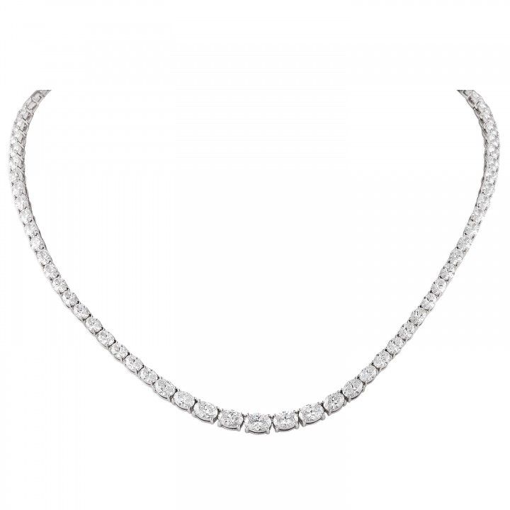 12.56 carat Oval Lab Diamond Graduating Tennis Necklace