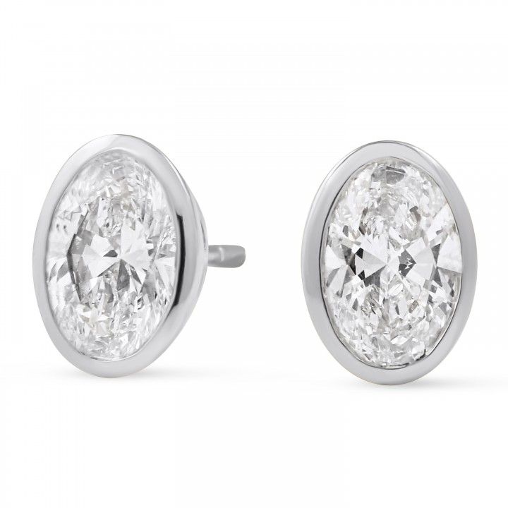 2 carat TW Oval Lab Diamond Bezel Set Studs