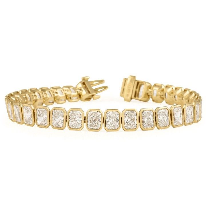 25.80 carat Radiant Lab Diamond Bezel Tennis Bracelet