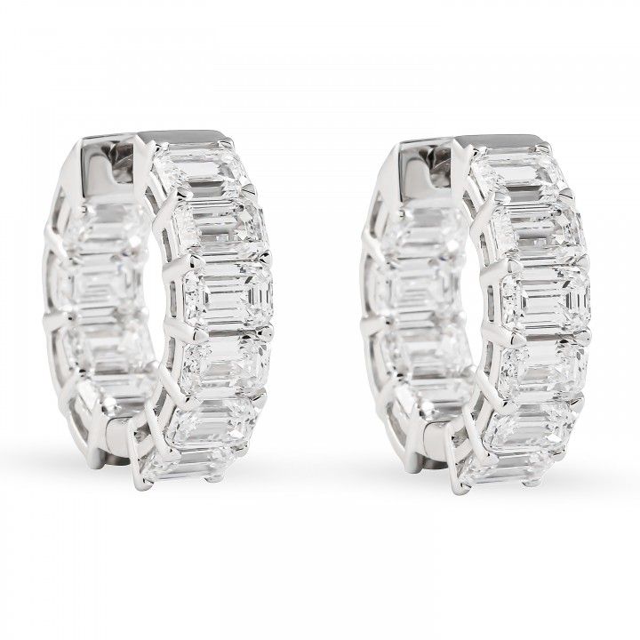 6.55 Carat Emerald Cut Lab Diamond Huggies