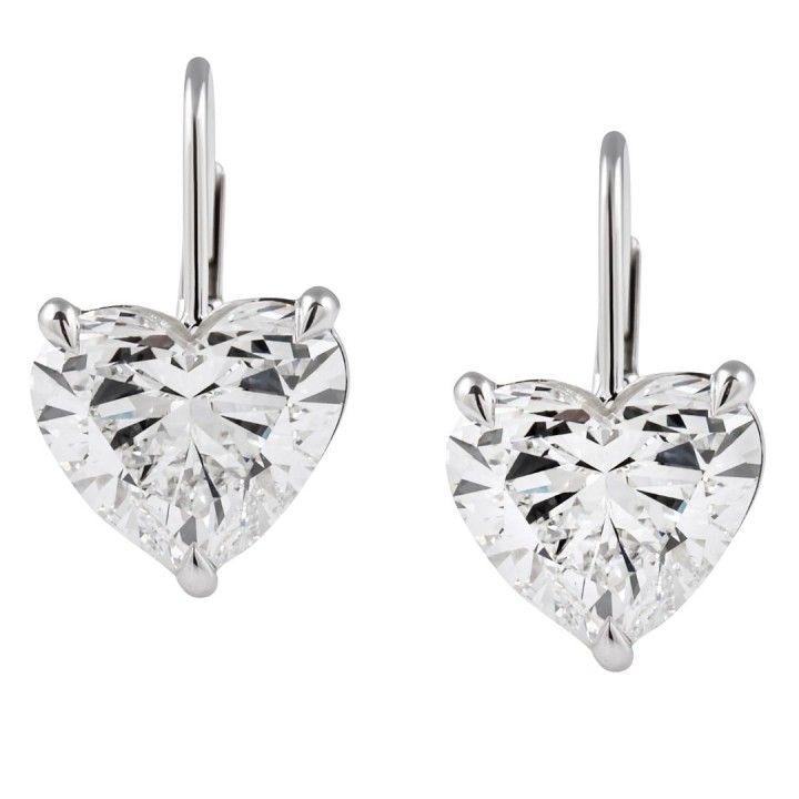 4.13 carat Heart Shape Lab Diamond Drop Earrings