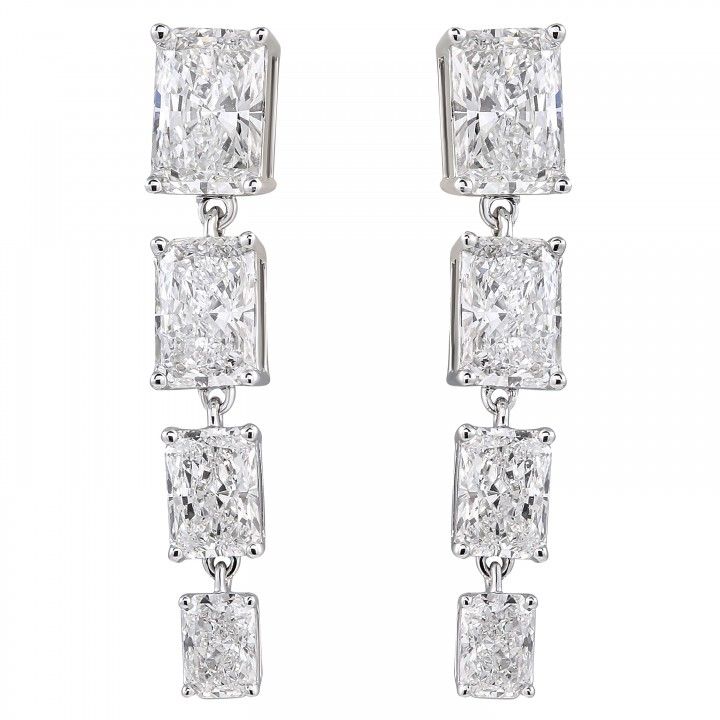 Graduating Radiant Lab Diamond Drop Earrings