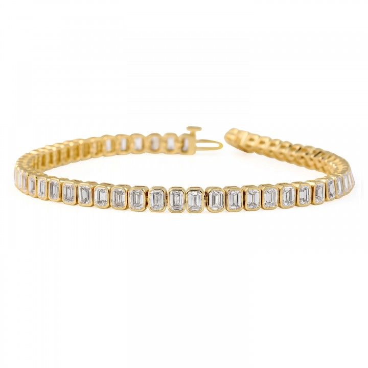 4.70 carat Bezel Set Emerald Cut Lab Diamond Tennis Bracelet