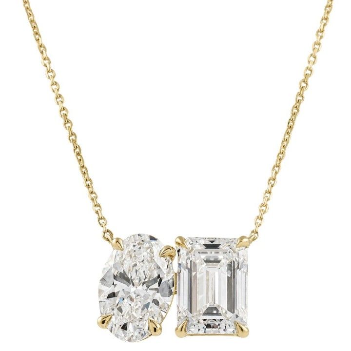 6.20 carat Oval and Emerald Lab Diamond Duo Pendant
