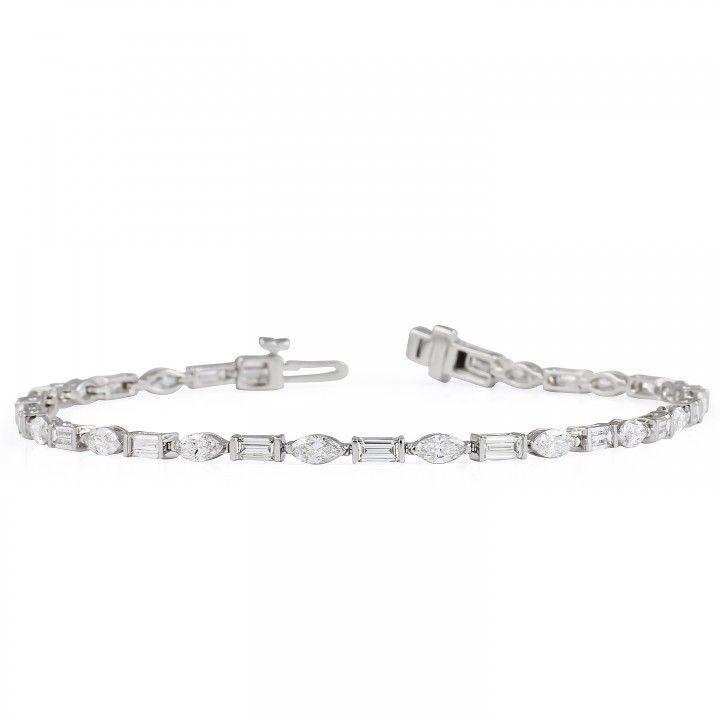 3.50 carat Marquise and Baguette Lab Diamond Tennis Bracelet