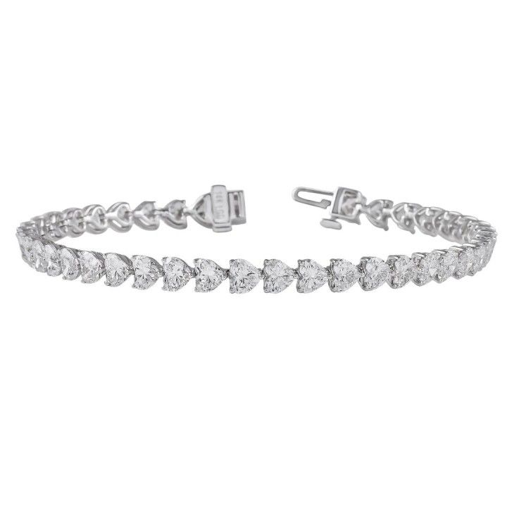 11.45 carat Heart Shape Lab Diamond Tennis Bracelet