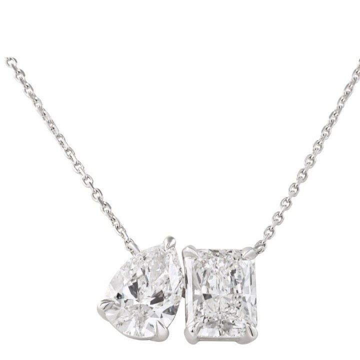 Radiant and Pear Lab Diamond Duo Pendant