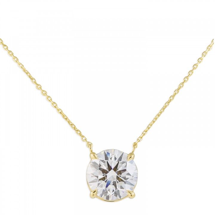 3 carat Round Lab Diamond Solitaire Pendant