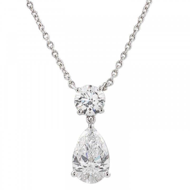 Pear and Round Lab Diamond Pendant