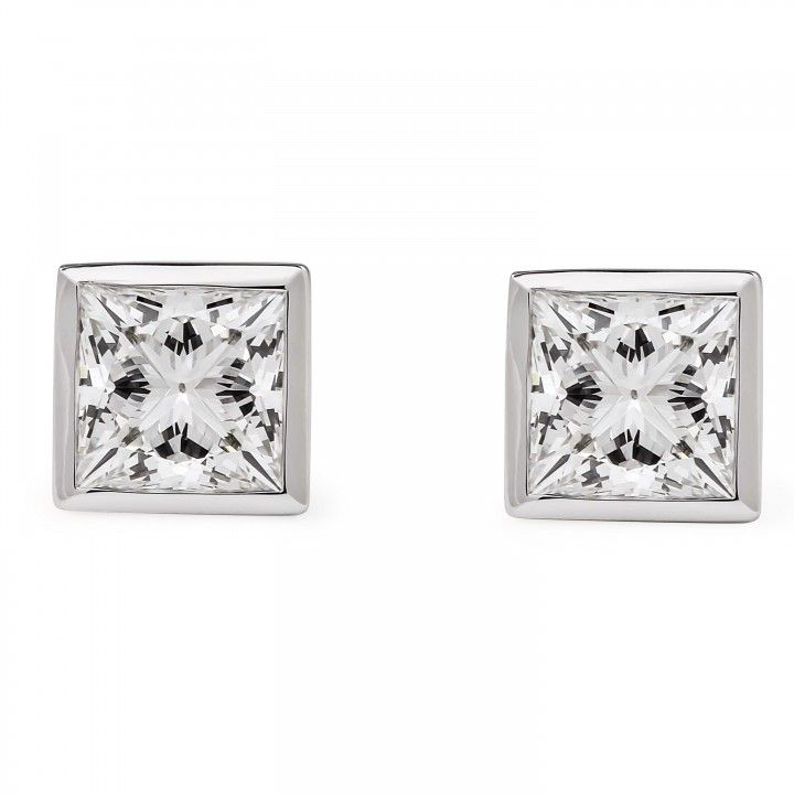 2 carat TW Princess Cut Lab Diamond Bezel Studs