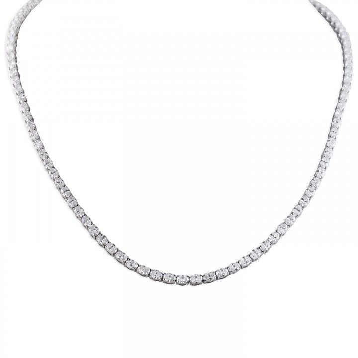 11.60 Carat Oval Shape Lab Diamond Tennis Necklace