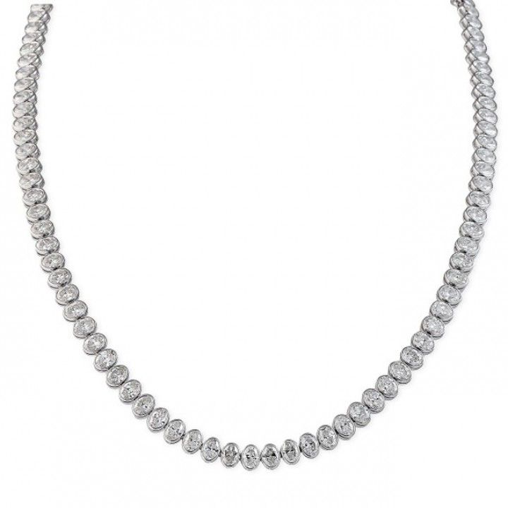 22.4 carat TW Oval Lab Diamond Bezel Set Tennis Necklace
