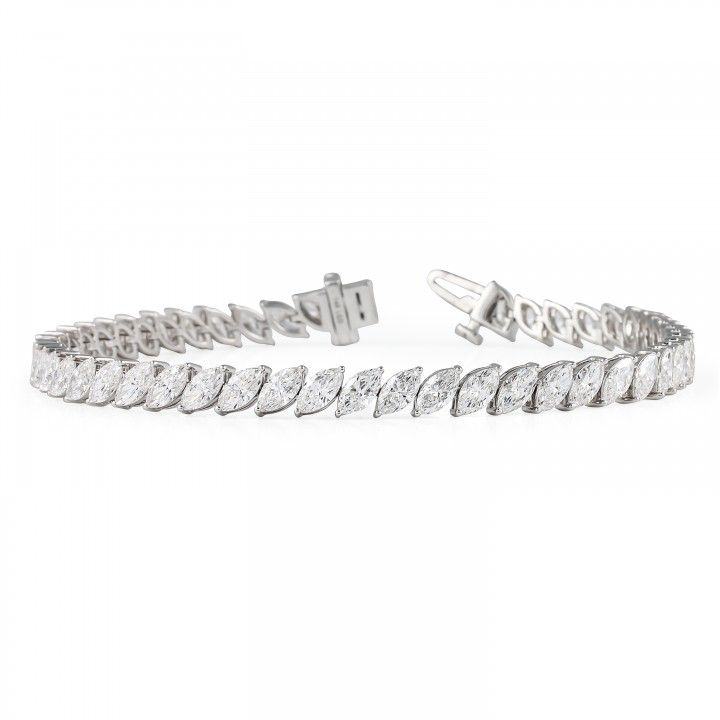 8.4 carat Angled Marquise Lab Diamond Tennis Bracelet