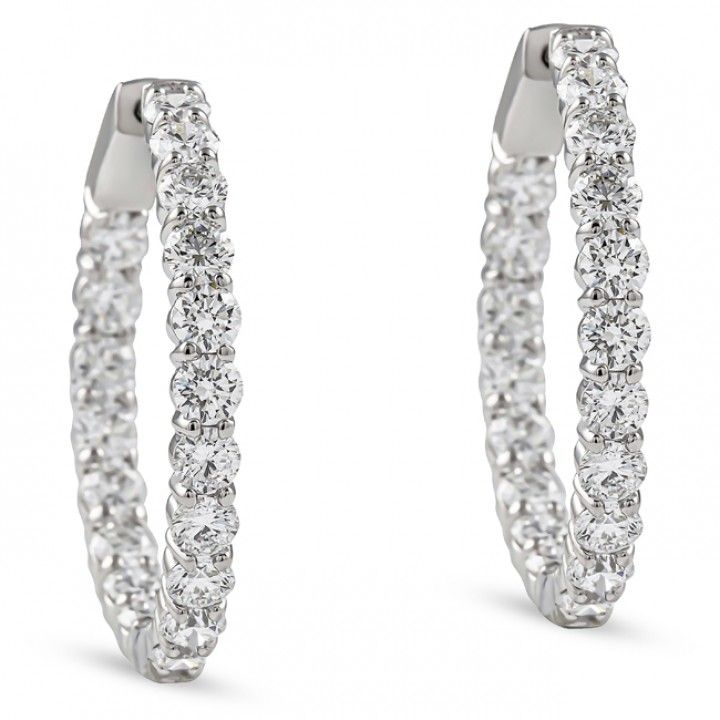 5.25 carat Round Lab Diamond Shared Prong Inside Out Hoops