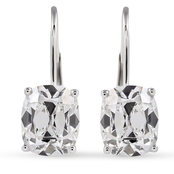 4.10 carat TW Antique Cushion Lab Diamond Drop Earrings