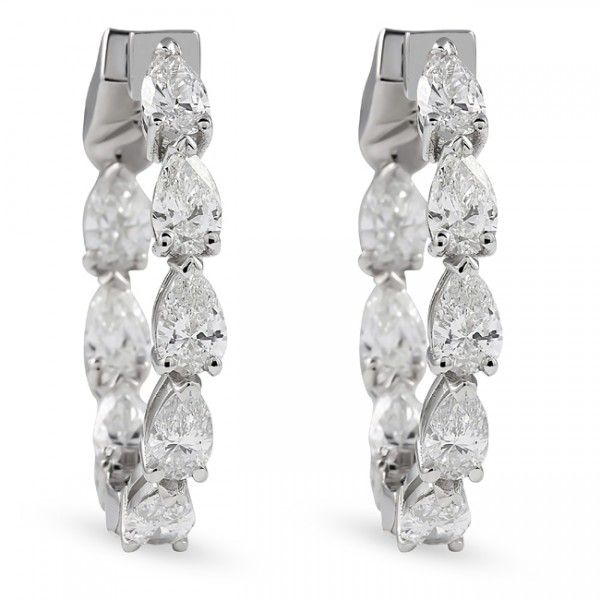 2.80 carat Pear Shape Lab Diamond "Inside-Out" Hoop Earrings