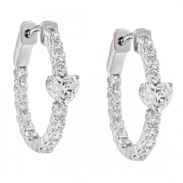 Heart Shape Lab Diamond Hoop Earrings