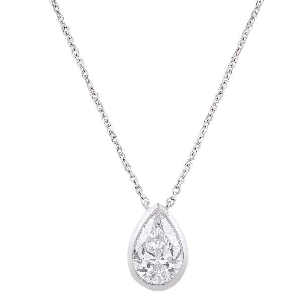 1.6 carat Pear Shape Lab Diamond Bezel Pendant