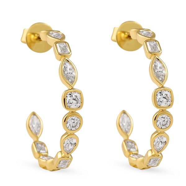 Mixed Shape Lab Diamond Hoop Earrings