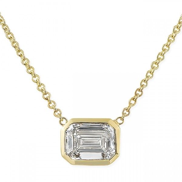 1.75 carat Emerald Cut Lab Diamond Bezel Pendant