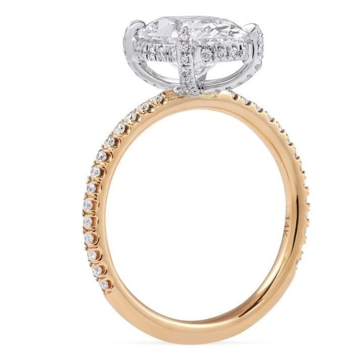 2.77 carat Oval Lab Diamond Two-Tone Pave Ring