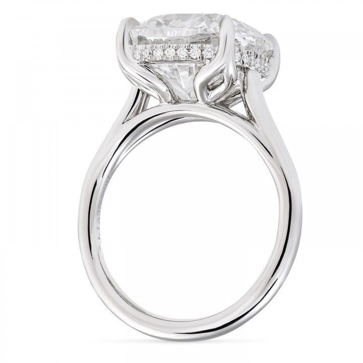 6.65 carat Cushion Cut Lab Diamond Lotus Prong Ring