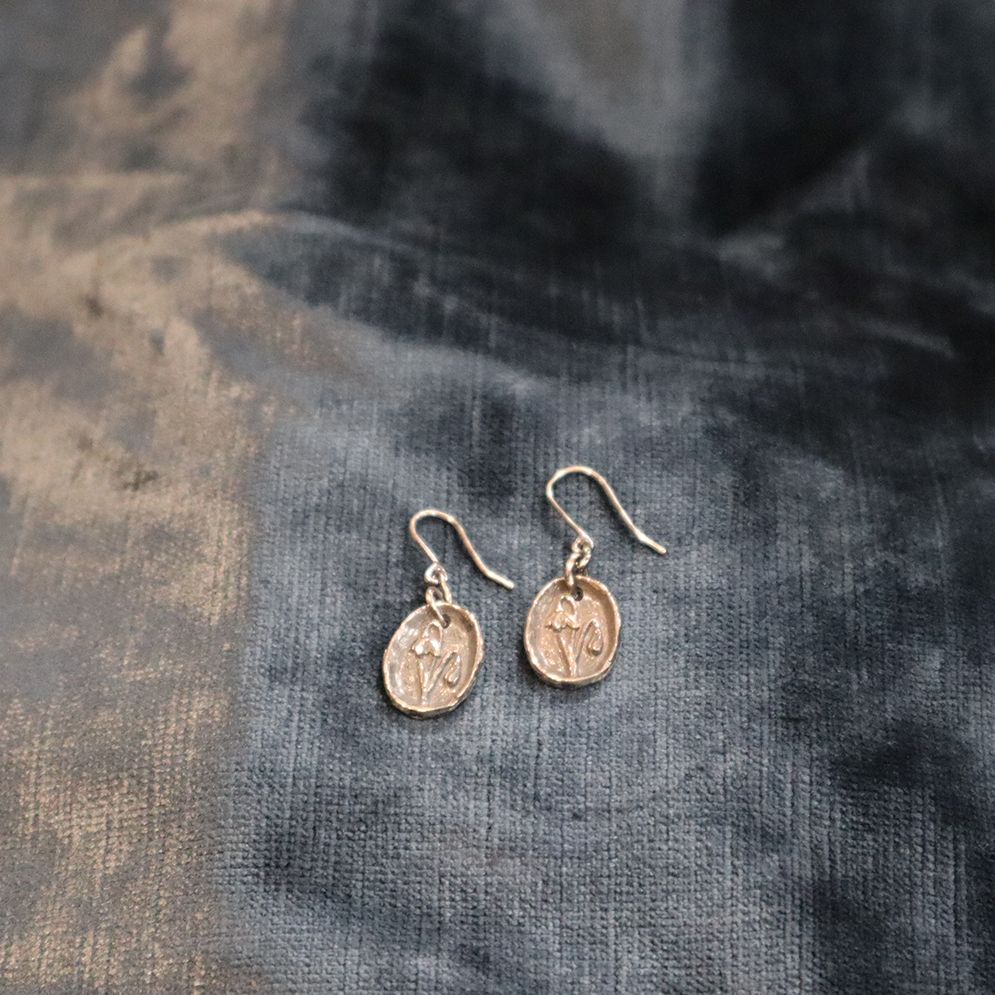 Snowdrop Flower Earrings, Material: silver