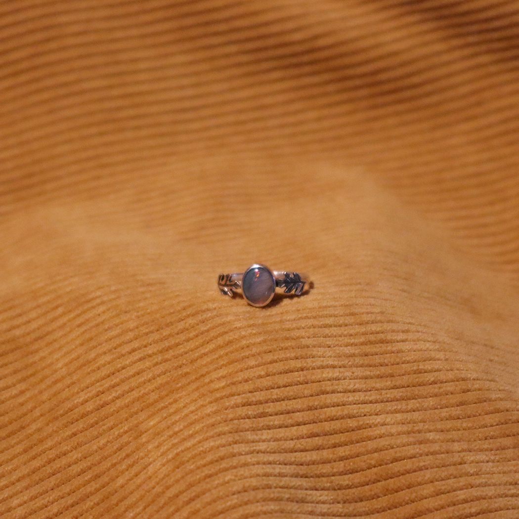 Australian Boulder Opal Leaf Ring
