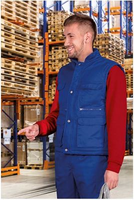 Chaleco de trabajo multibolsillos acolchado. Ideal como ropa laboral, uniformes de trabajo y textil promocional.