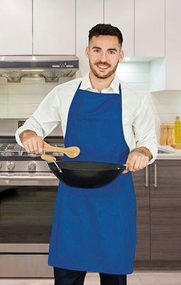 Delantal con peto y bolsillo Chef, uniformes de hostelería, textil promocional y regalo personalizado.