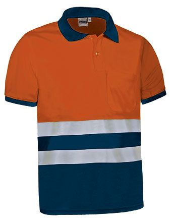 Polo Delaware naranja flúor-azul marino orión