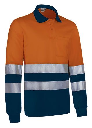Polo Snake naranja flúor-azul marino orión