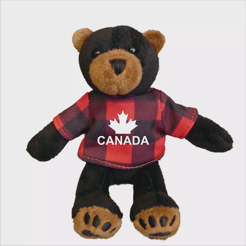 Stuffed Animal House -  Plaid Jacket Zipper Pull - Black Bear
