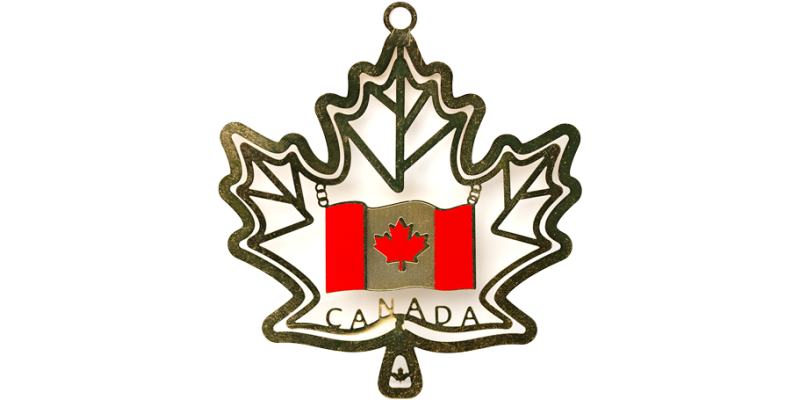 Canadian Maple Leaf Brass Ornament