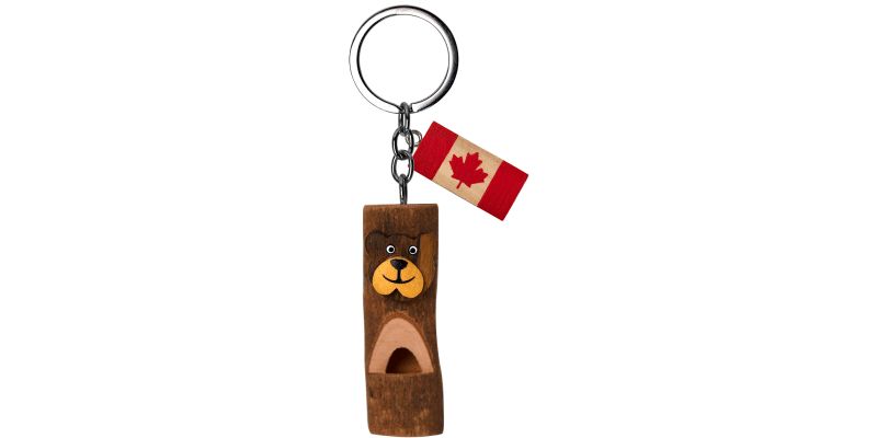 Wooden Keychain - Whistle - Bear