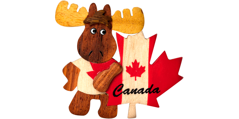 Wood Magnet - Moose/Maple Leaf