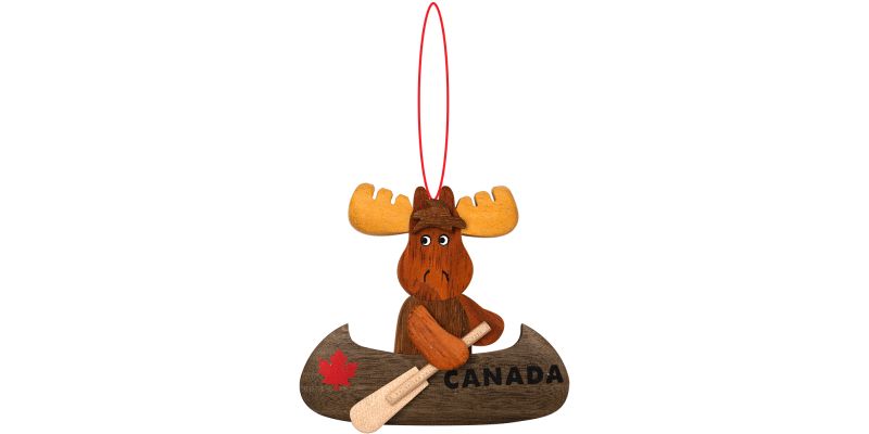 Wood Ornament - Moose Kayak