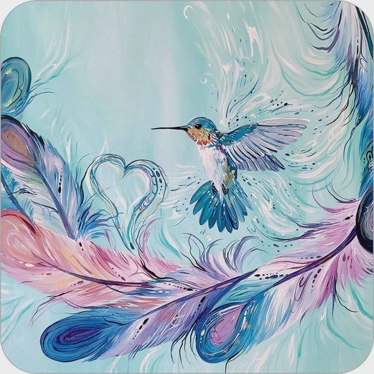 IC - Coaster Set - Hummingbird Feathers - Carla Joseph