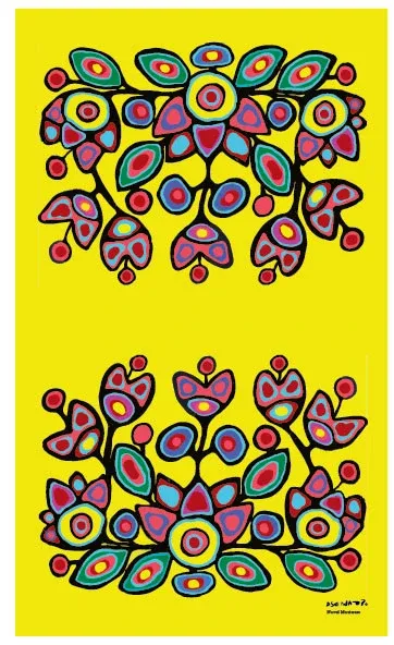 ART Floral On Yellow Tea Towel
