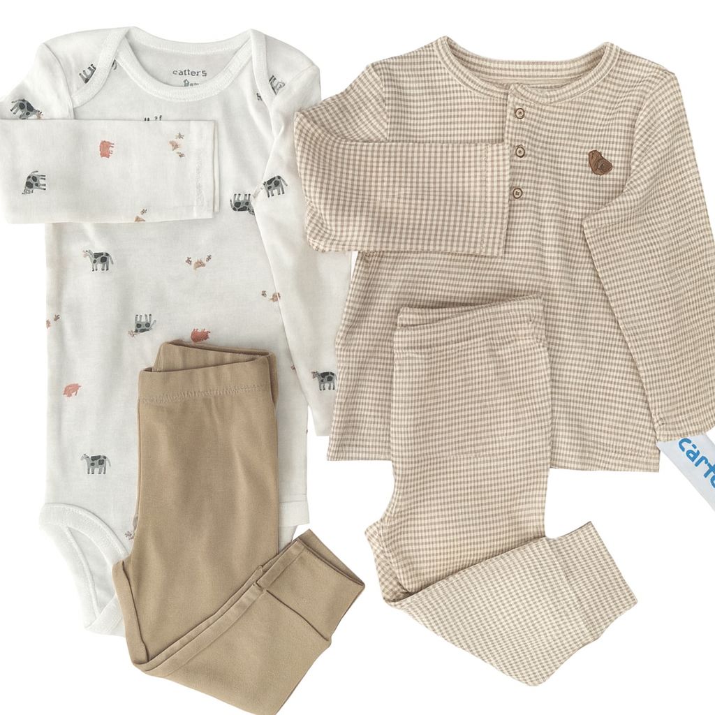 Carter's Boys 4 Piece Long Sleeve Bodysuit Pant Set