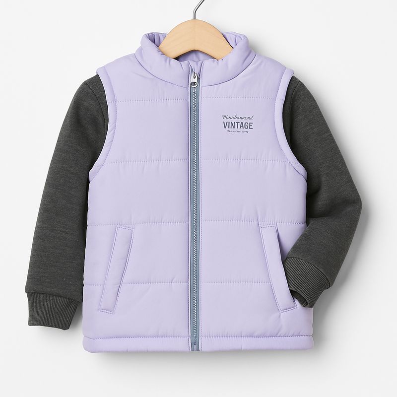 Vintage Youth Puffer Vest & Zip Fleece Hoodie Set