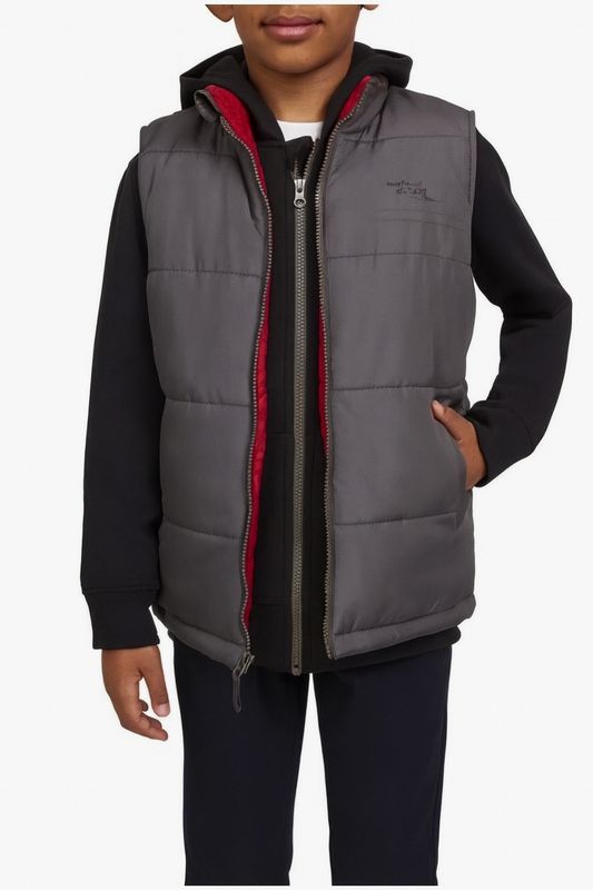 Vintage Youth Puffer Vest & Zip Fleece Hoodie Set