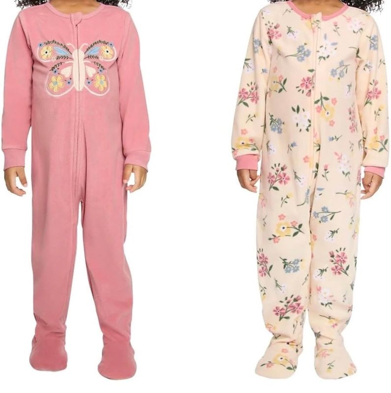 KHQ Girls 2 Pack Footed Pajama